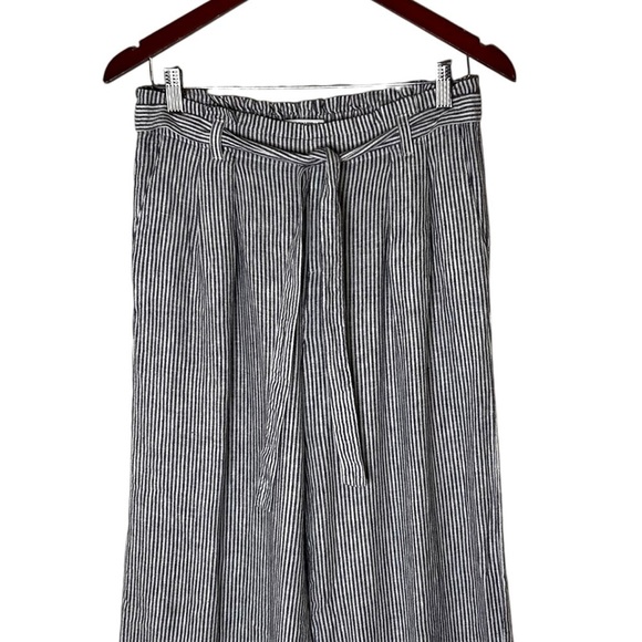Ellen Tracy Women's Wide Leg Cropped Striped Linen Pants- Size Small - Picture 2 of 10